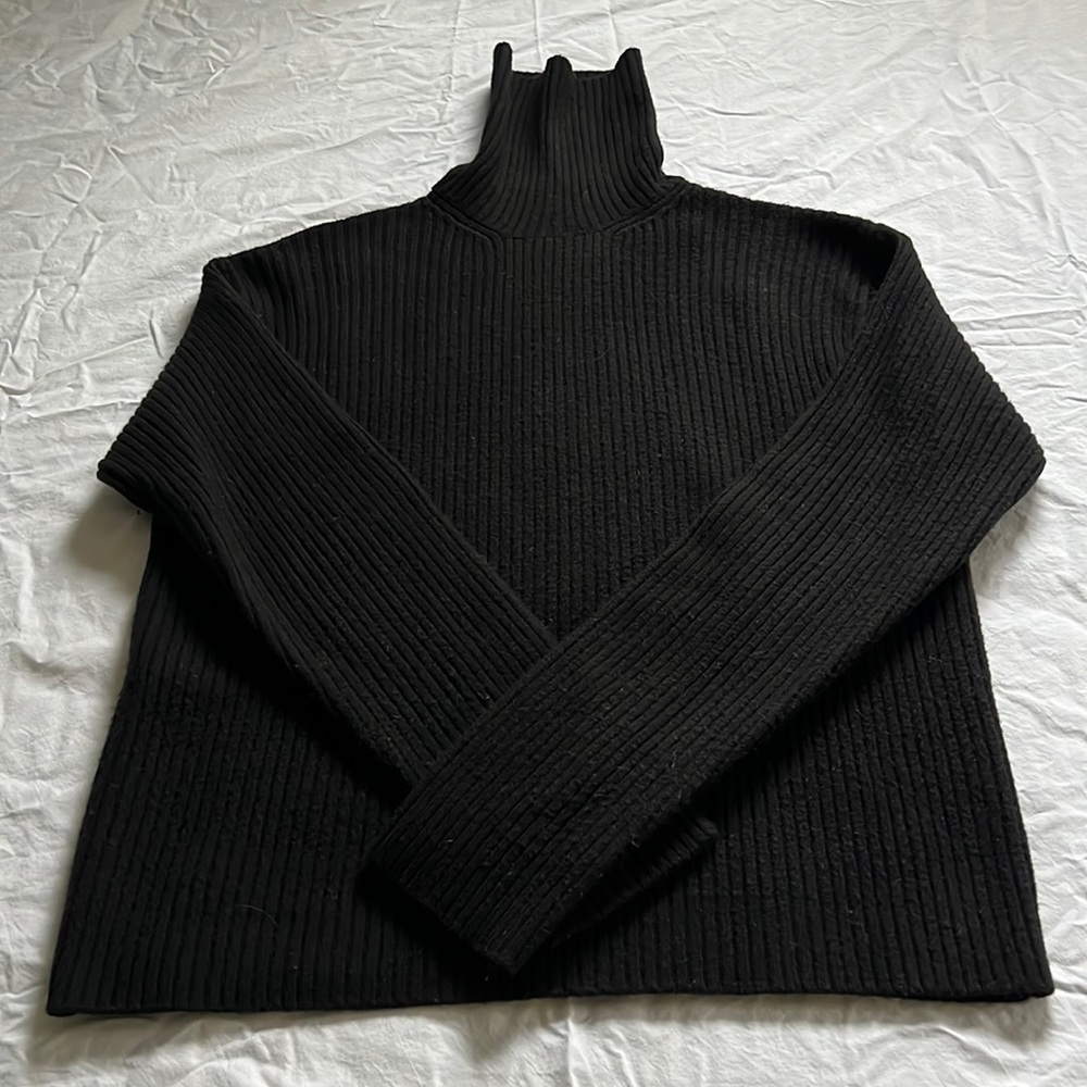 Polo Ralph Lauren black 100% wool ribbed turtleneck sweater